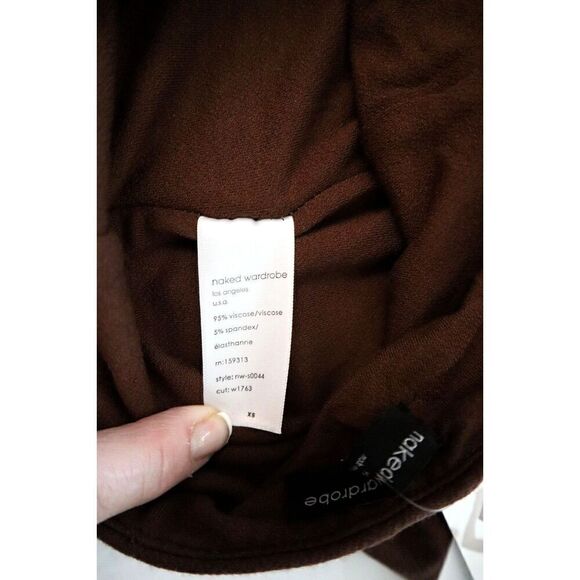 Naked Wardrobe NW-S0044 Women's Sz XS Chocolate Brown Hourglass Midi Skirt - Picture 7 of 8